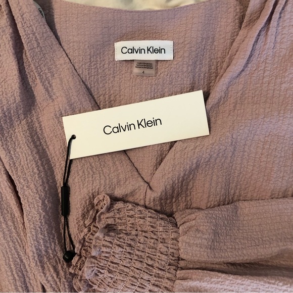 Calvin Klein crinkle gauze ruffle dress NWT size 4 - Picture 7 of 12